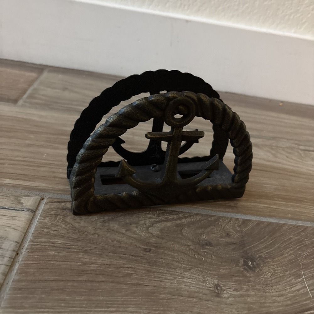 A Core Kitchen Anchor Napkin/Letter Holder In Nautical Black Cast Iron